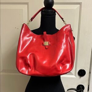 Antonio Melani Leather Chain Shoulder Red Purse with gold accents, ECU